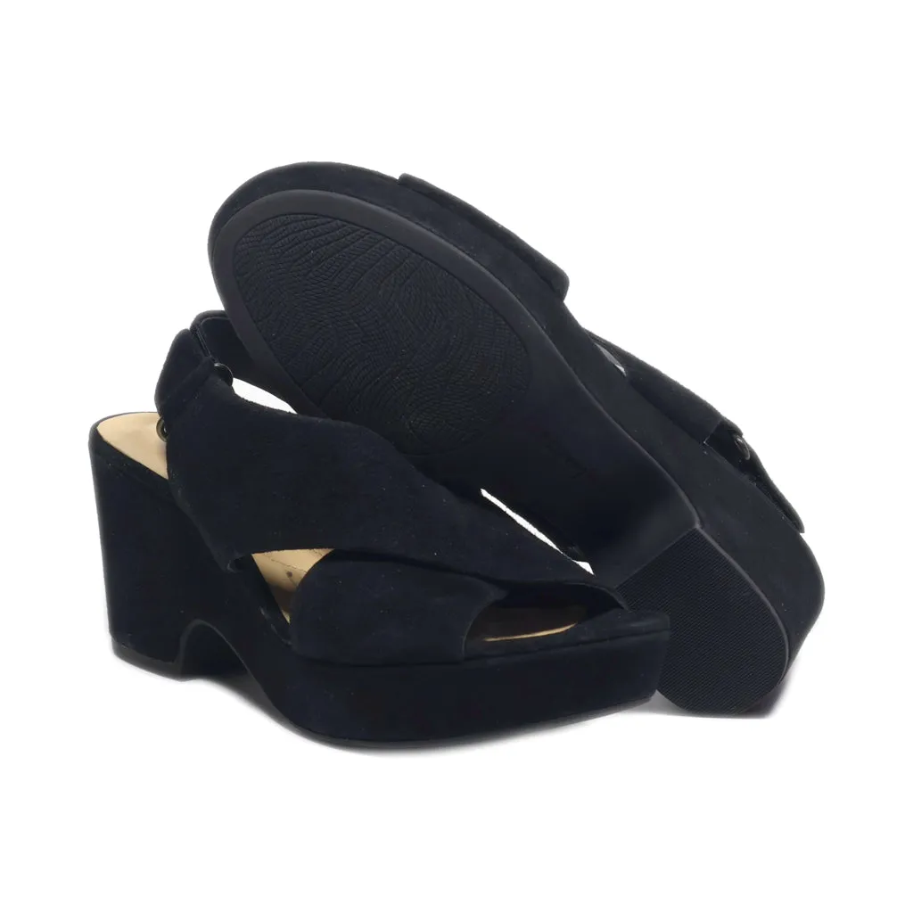 Clarks Mid-Heel Sandals Leather Black Colour For Women