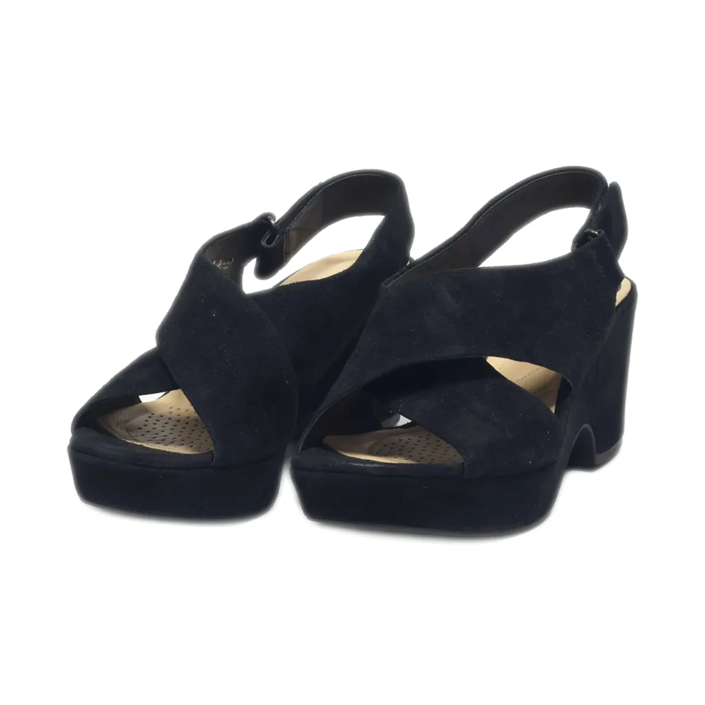 Clarks Mid-Heel Sandals Leather Black Colour For Women