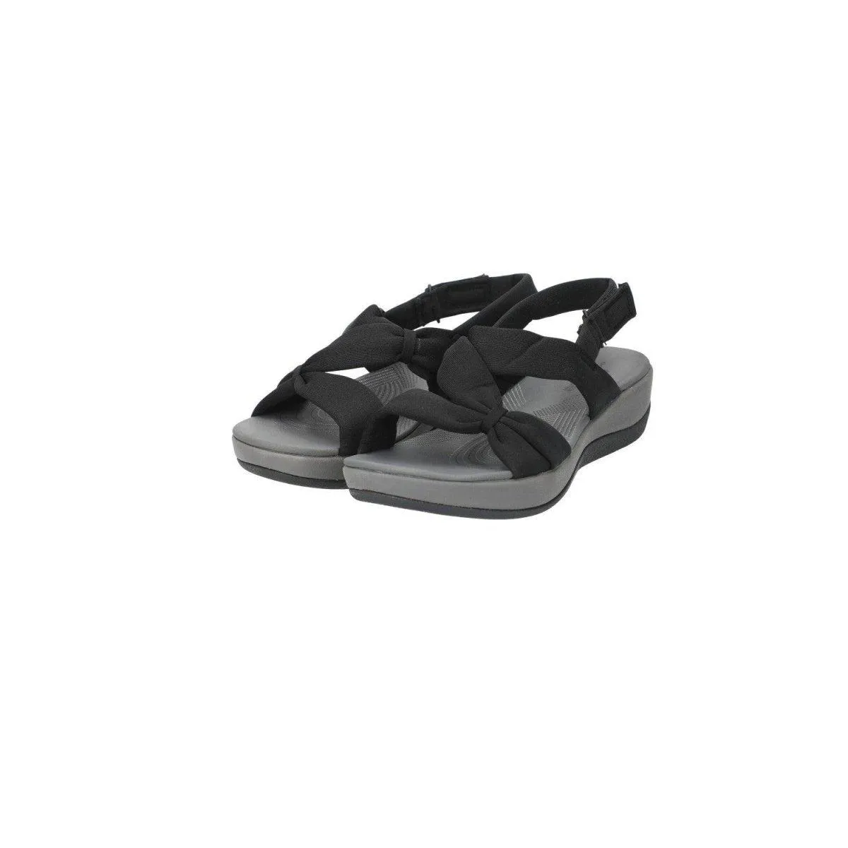 Clarks Strap Flat Sandals Fabric Black Colour For Women