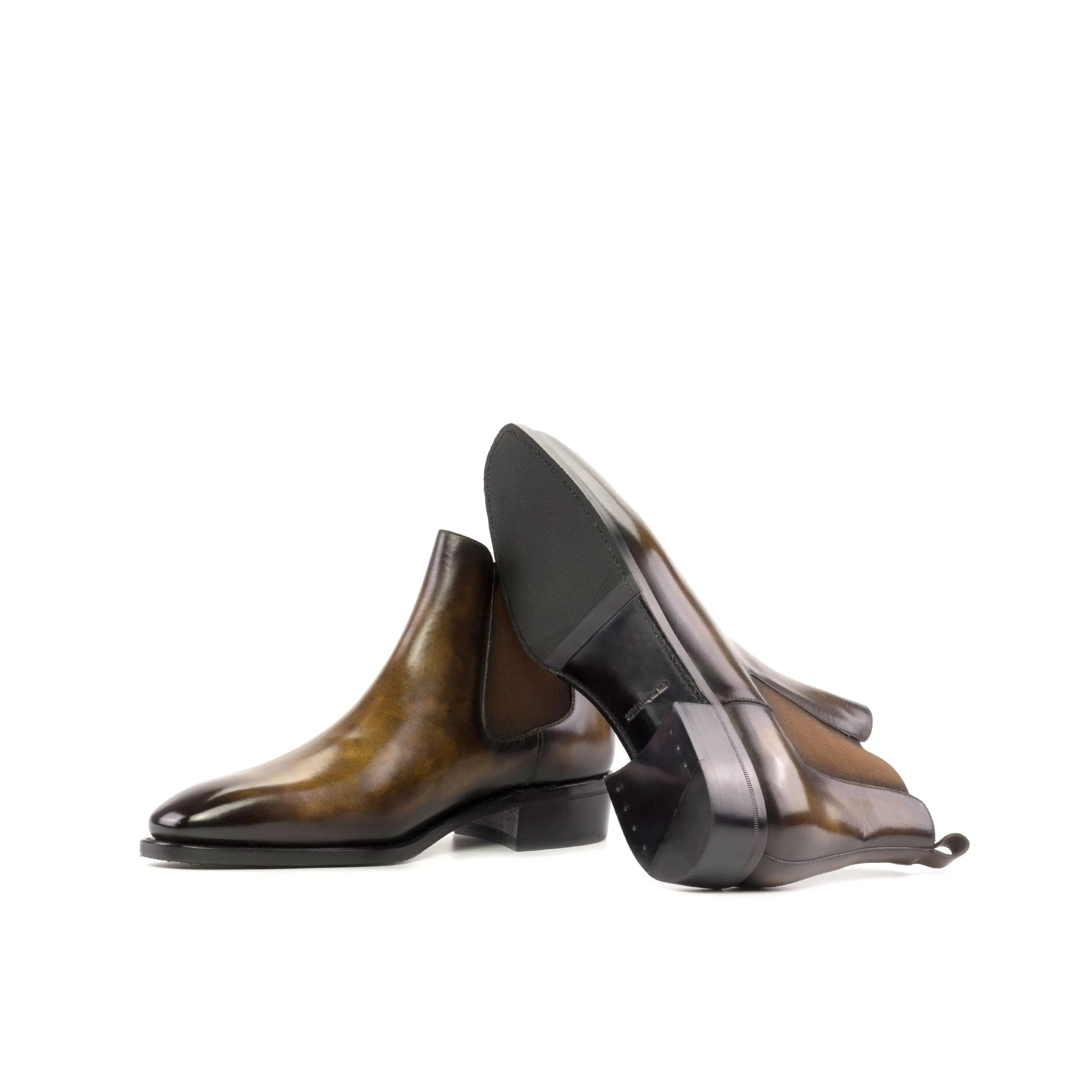 DapperFam Monza in Tobacco Men's Hand-Painted Patina Chelsea Boot