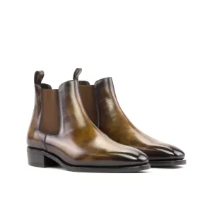 DapperFam Monza in Tobacco Men's Hand-Painted Patina Chelsea Boot