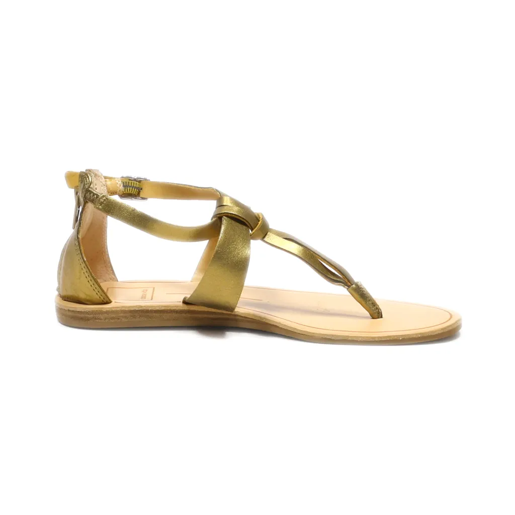 Dolce Vita Flat Sandals Leather Gold Colour For Women