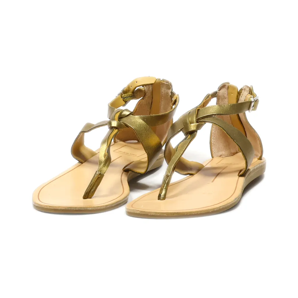 Dolce Vita Flat Sandals Leather Gold Colour For Women