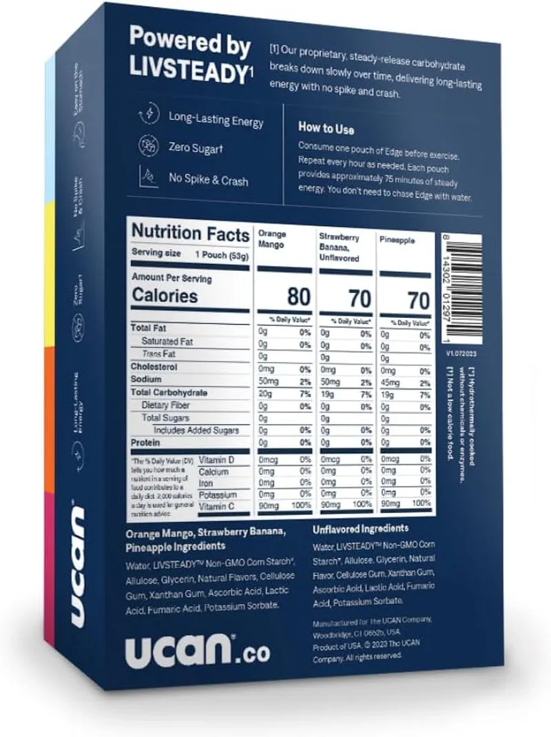 Edge Energy Gel Shots, Variety Pack (12, 2 Ounce Packets) for Running, Training, Workouts, Fitness, Cycling, Crossfit | Sugar-Free, Vegan, & Keto Friendly Energy Supplement