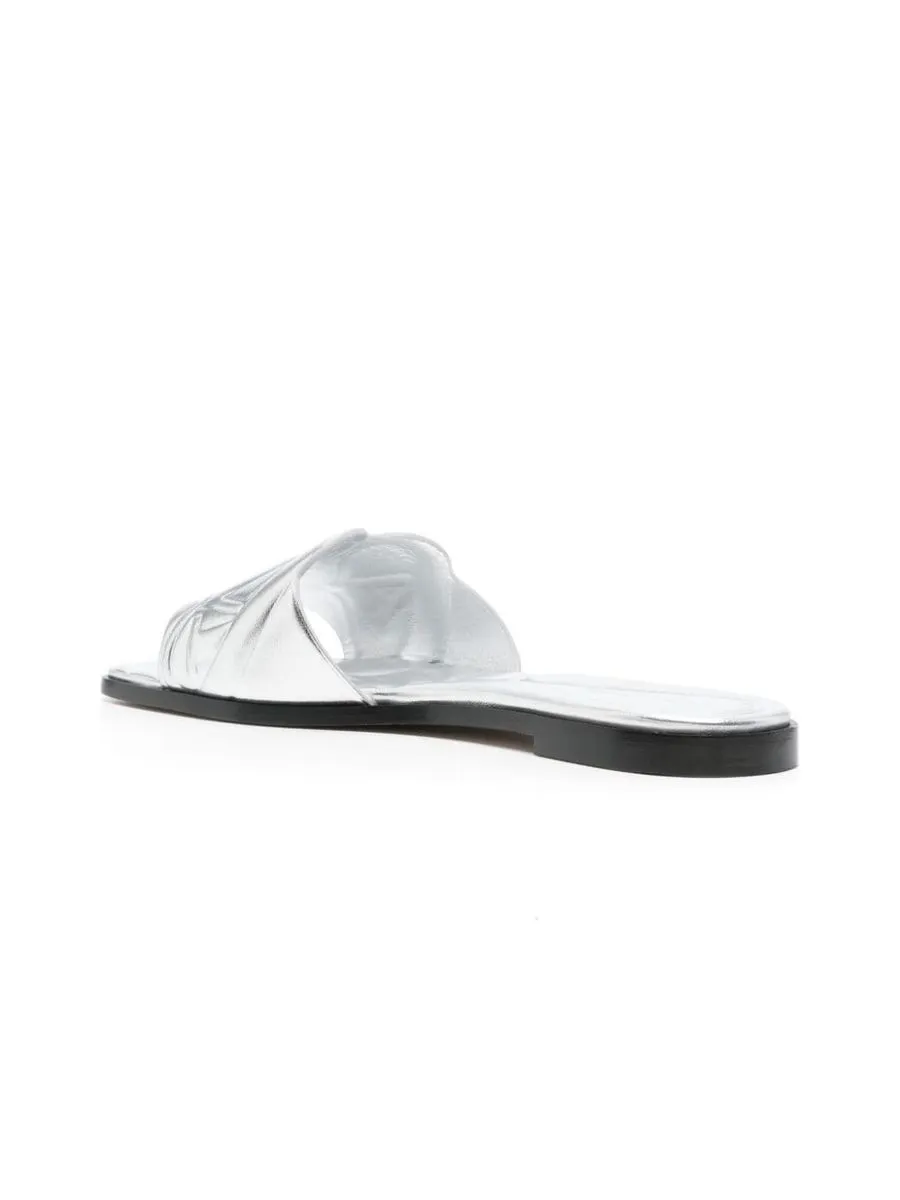 Embossed Strap Flat Sandals