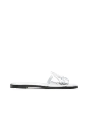 Embossed Strap Flat Sandals