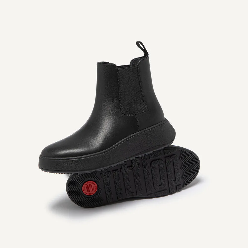 Fitflop Flatform Chelsea Fh4-090 Ladies Black Leather Pull On Ankle Boots