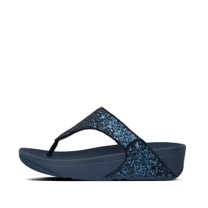 Fitflop Lulu Glitter NAVY  Toe Post Wedge Sandal X03-339