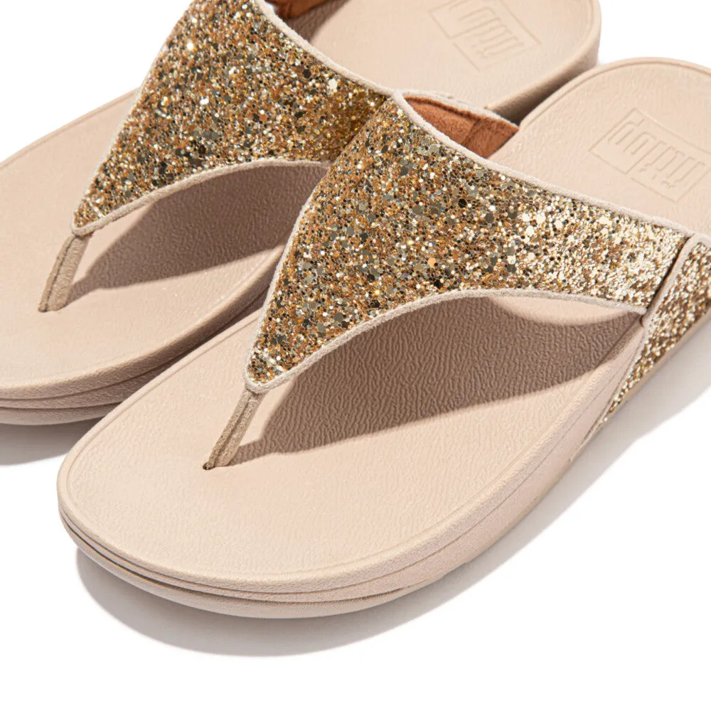 FitFlop Lulu Glitter Toe Post Sandals Gold