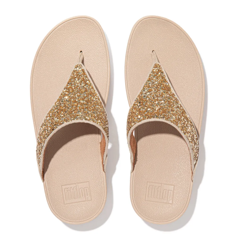 FitFlop Lulu Glitter Toe Post Sandals Gold