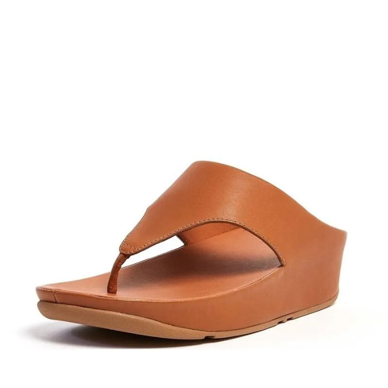 FitFlop Shuv Leather Toe Post Sandals Brown