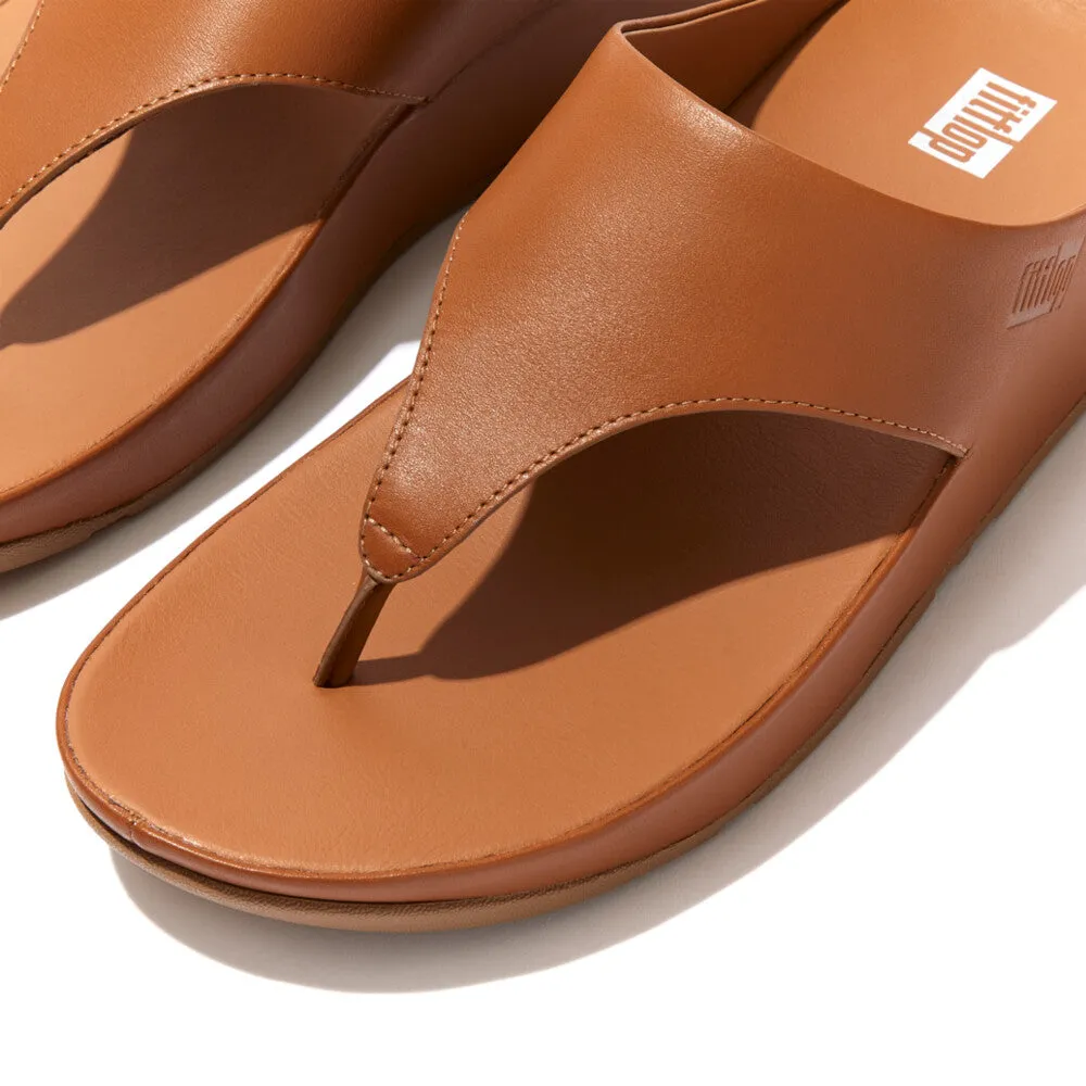 FitFlop Shuv Leather Toe Post Sandals Brown