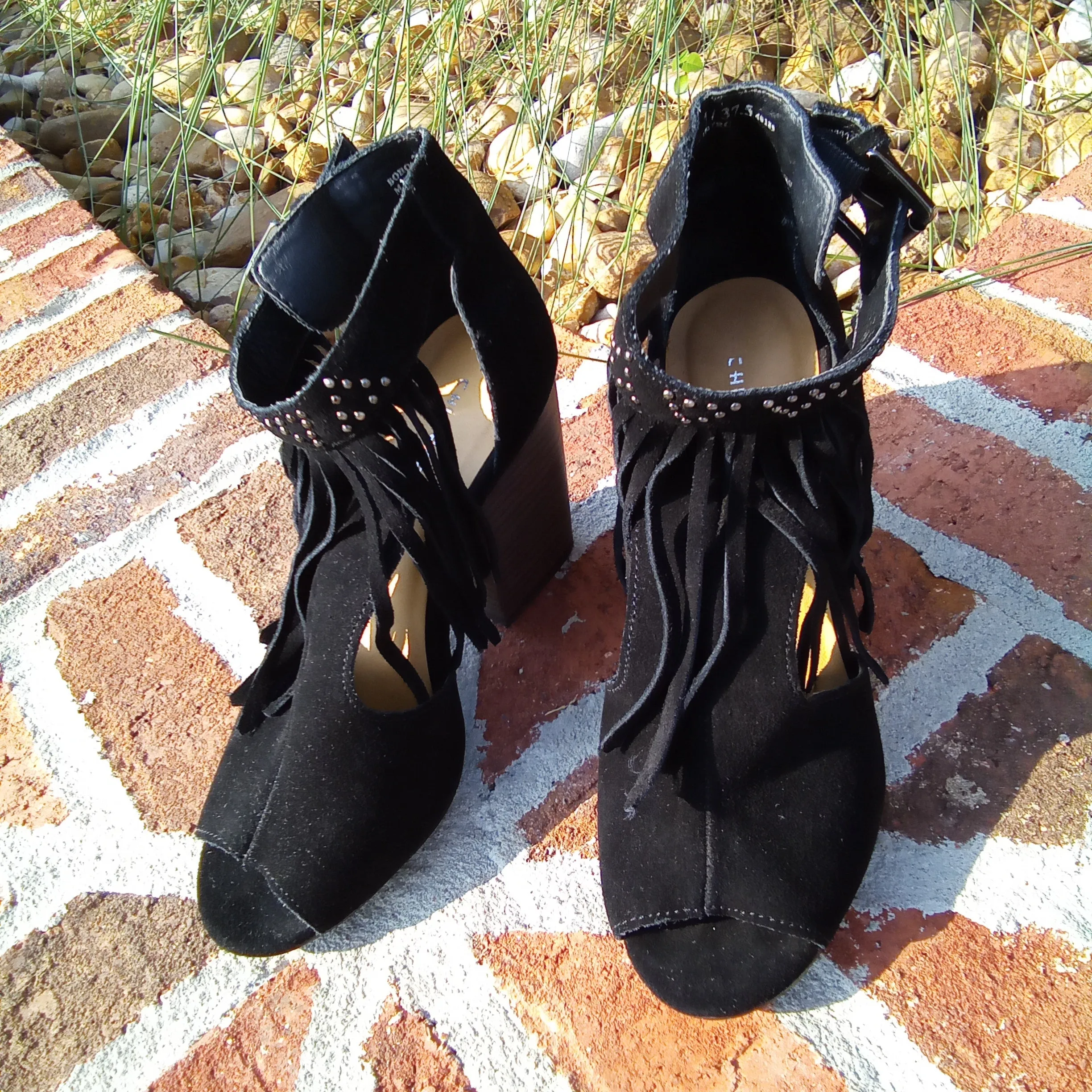 Fringe Suede Block Heel Sandal | Chinese Laundry Boho