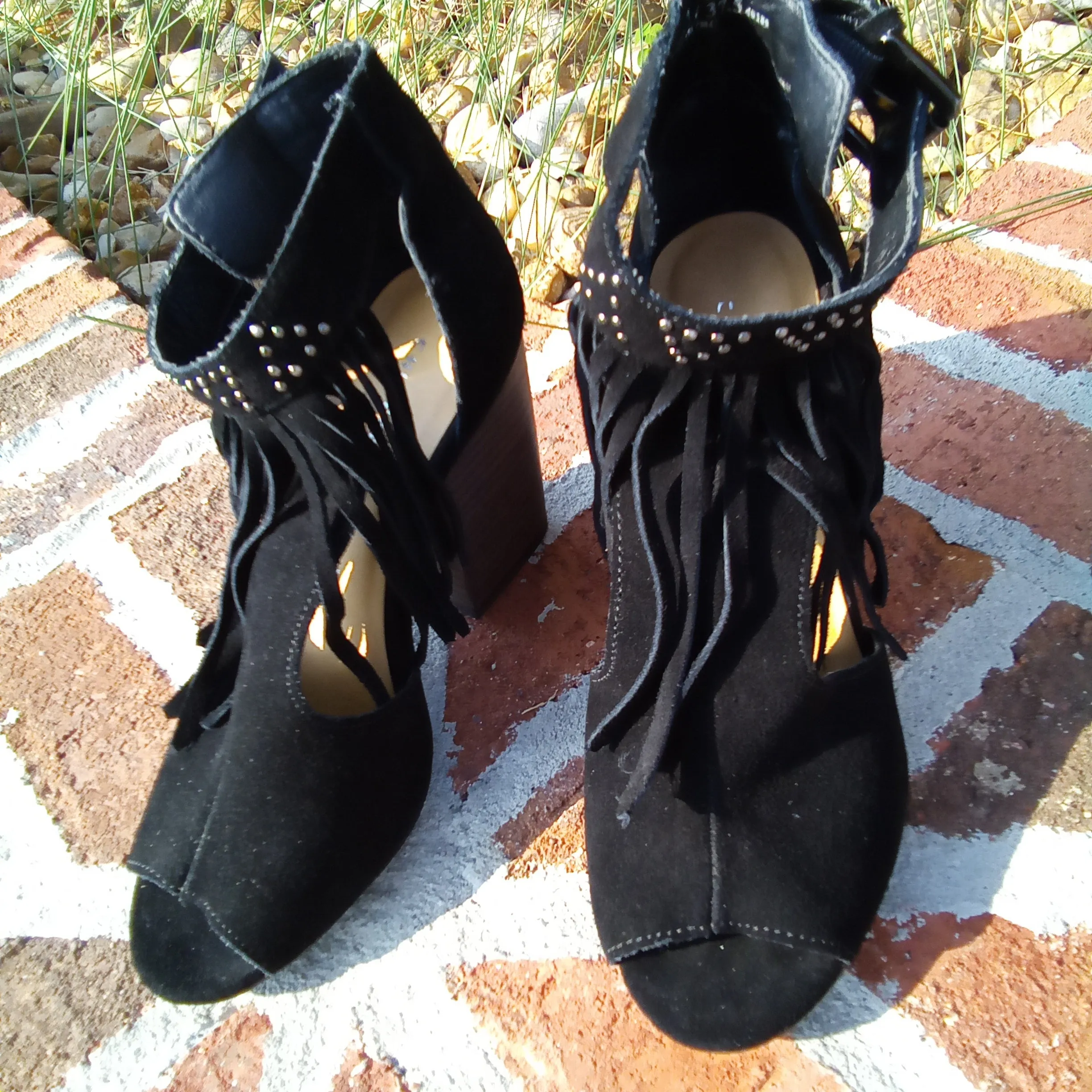Fringe Suede Block Heel Sandal | Chinese Laundry Boho