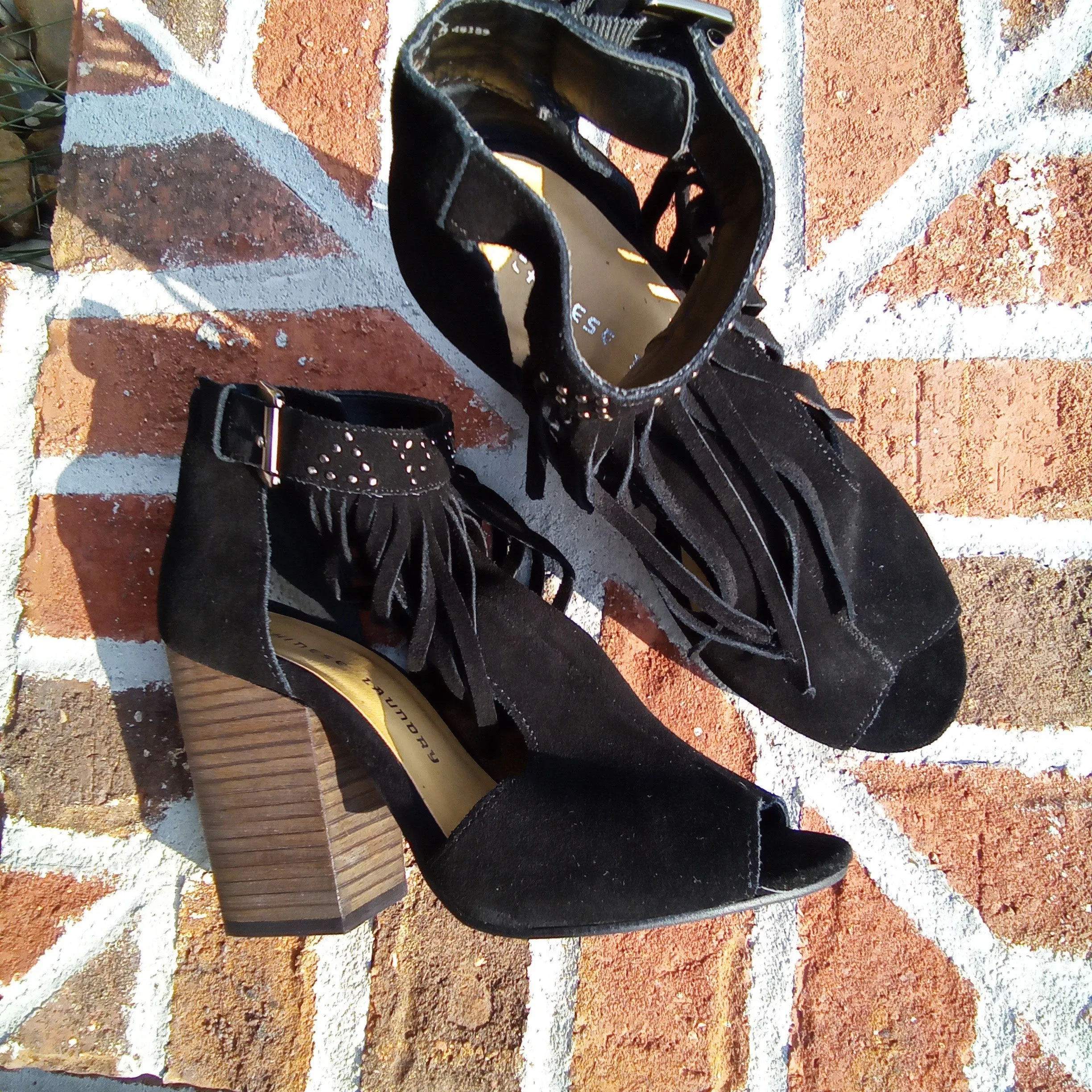 Fringe Suede Block Heel Sandal | Chinese Laundry Boho
