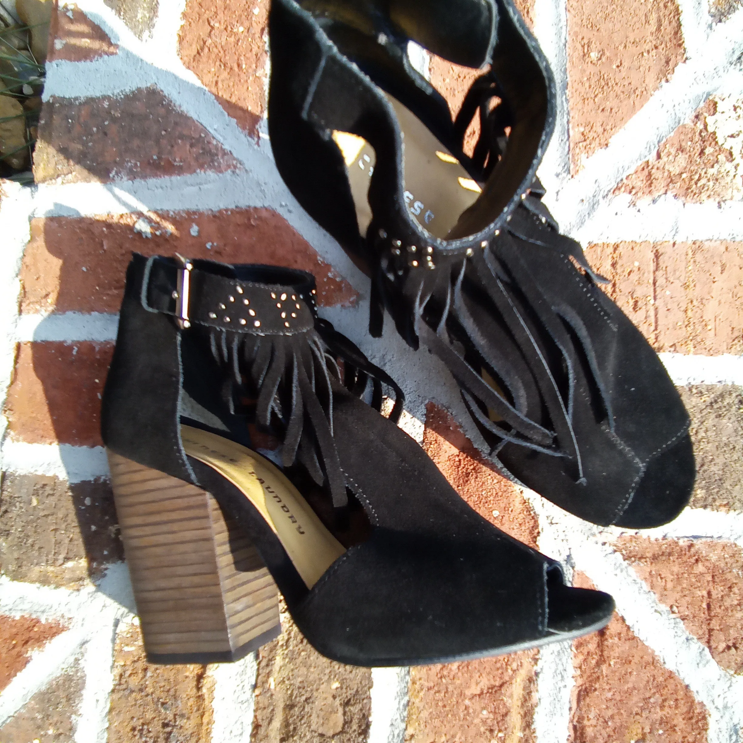 Fringe Suede Block Heel Sandal | Chinese Laundry Boho