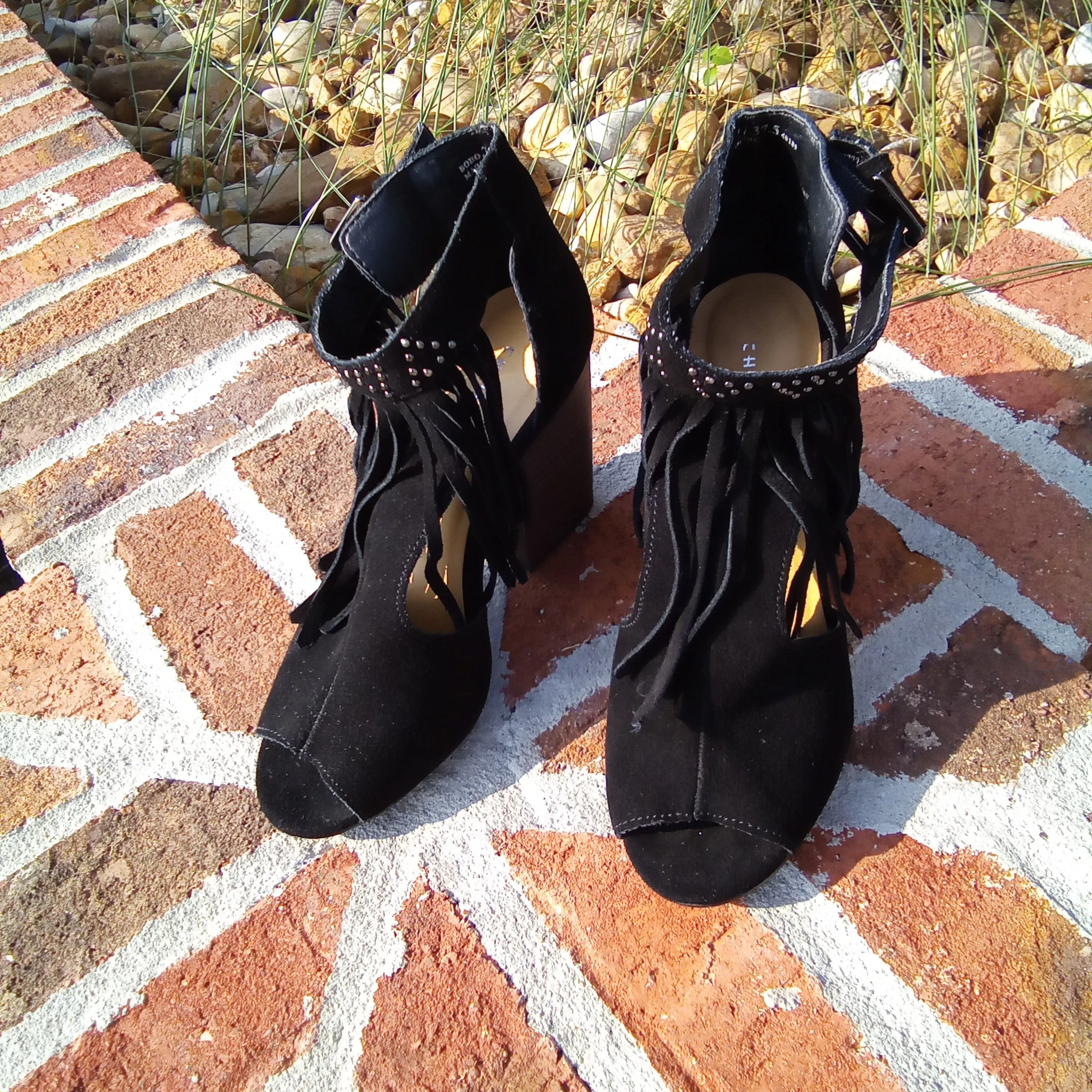 Fringe Suede Block Heel Sandal | Chinese Laundry Boho