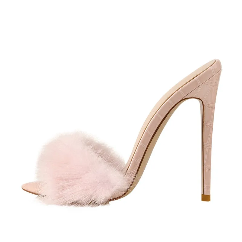 Fur Thin High Sandals