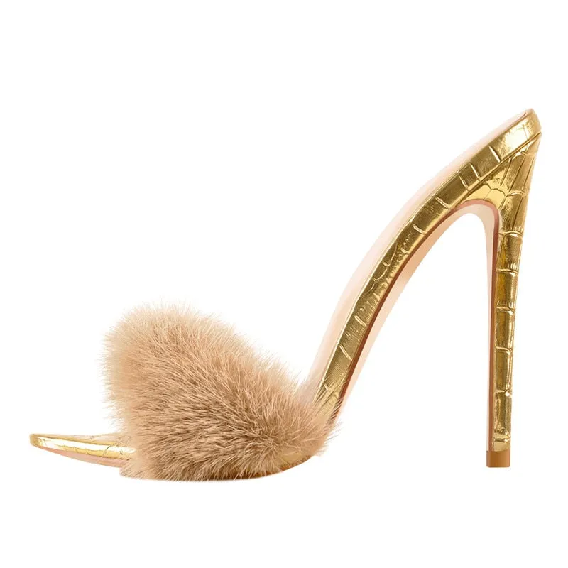 Fur Thin High Sandals