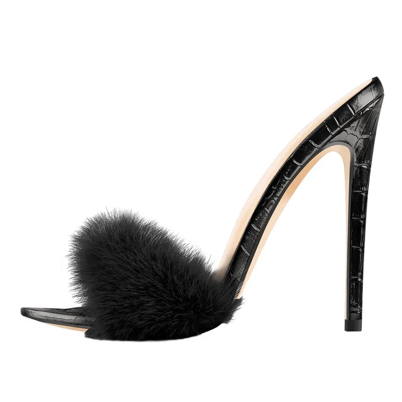 Fur Thin High Sandals