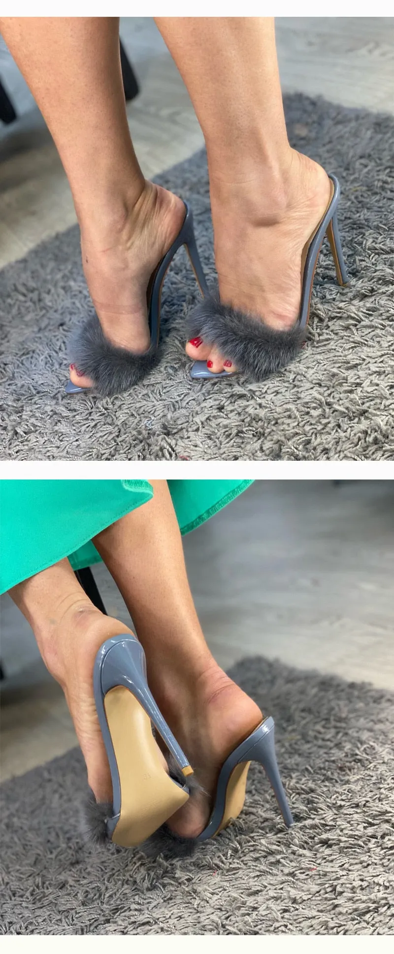 Fur Thin High Sandals