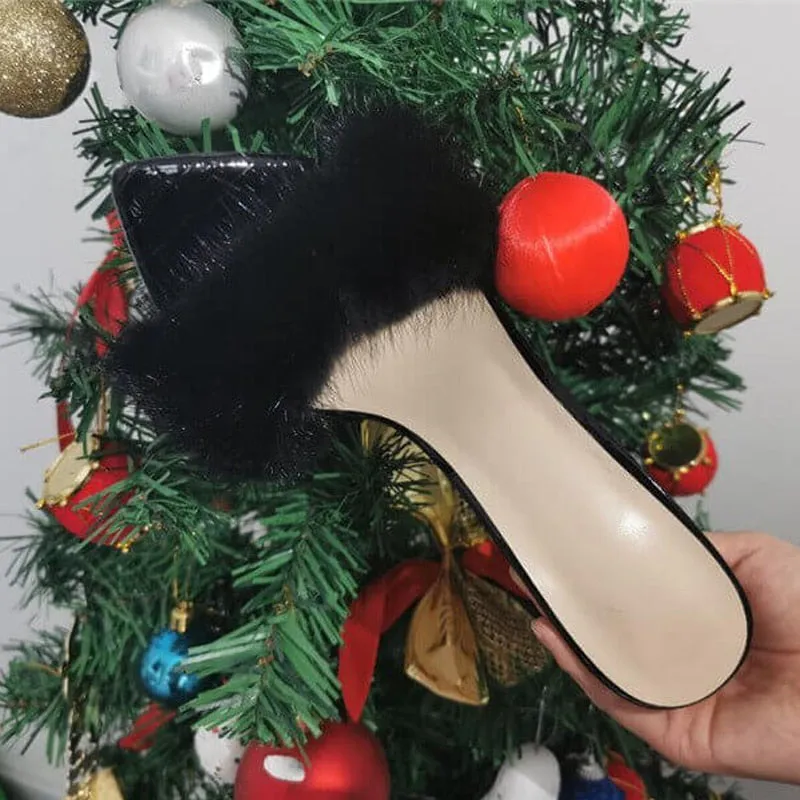 Fur Thin High Sandals