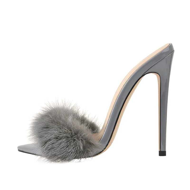 Fur Thin High Sandals