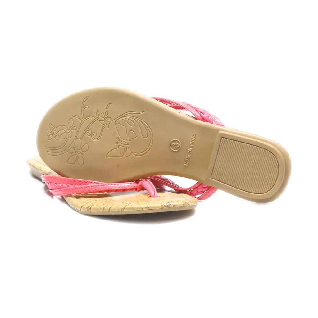 George Flat Sandals Leather Pink Colour For Women