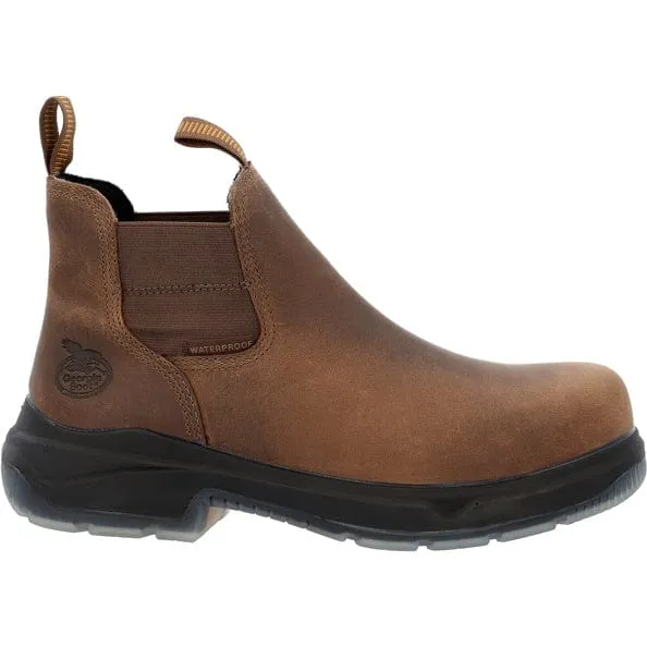Georgia Boot Men's FLXPoint ULTRA Chelsea Brown Composite Toe Waterproof Work Boot GB00553