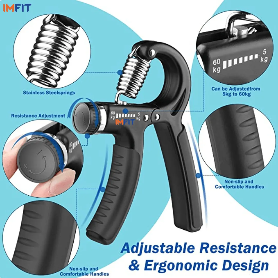 Hand Grip Strengthener I Grip Strength Trainer I Adjustable Resistance 5-60kg I Non-Slip Gripper I Perfect for Athletes, Musicians, and Hand Injury Recovery