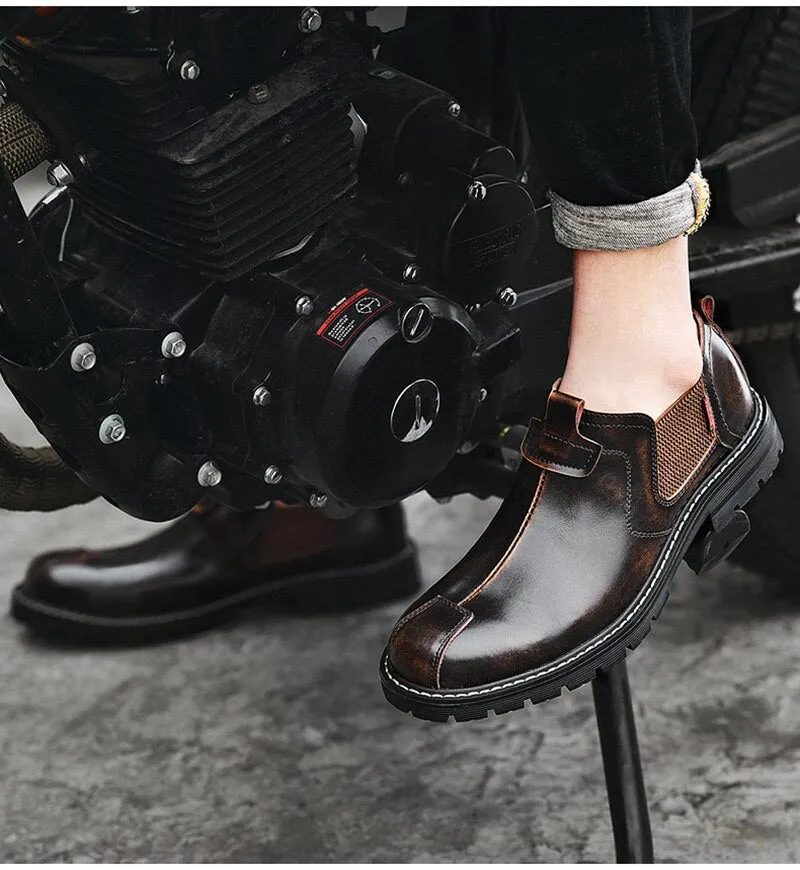 Hnzxzm New Genuine Leather Chelsea Boots Men Leather Shoes Autumn Early Winter Shoes Man Single Boots Thick Sole Male Footwear