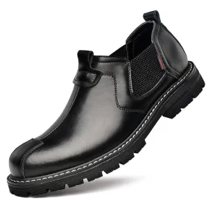 Hnzxzm New Genuine Leather Chelsea Boots Men Leather Shoes Autumn Early Winter Shoes Man Single Boots Thick Sole Male Footwear