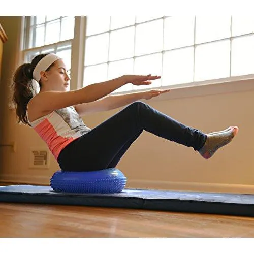 Inflatable Balance Disc Core Training Cushion/Seat w/ 8-Inch Air Pump