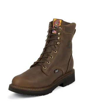 'Justin' Men's 8" Balusters Rugged Bay - Brown / Dark Tan