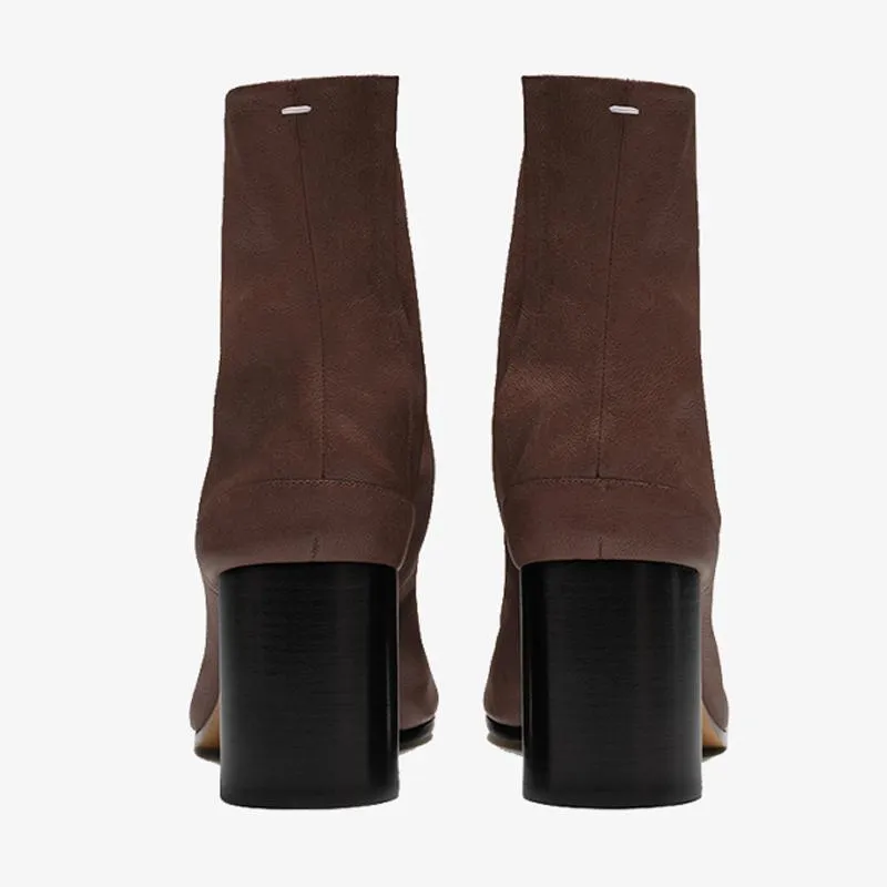Leather Boots with Cylindrical Heel