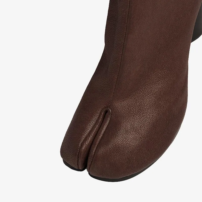 Leather Boots with Cylindrical Heel