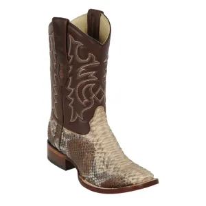 Los Altos Boots Mens #8225711 Wide Square Toe | Genuine Python Boots | Color Oryx