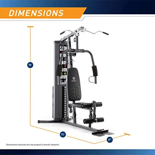 Marcy 150lb. Stack Home Gym with Pulley, Arm, and Leg Developer Multifunctional Workout Station for Weightlifting and Bodybuilding – 300 lbs Capacity MWM-4965, Black