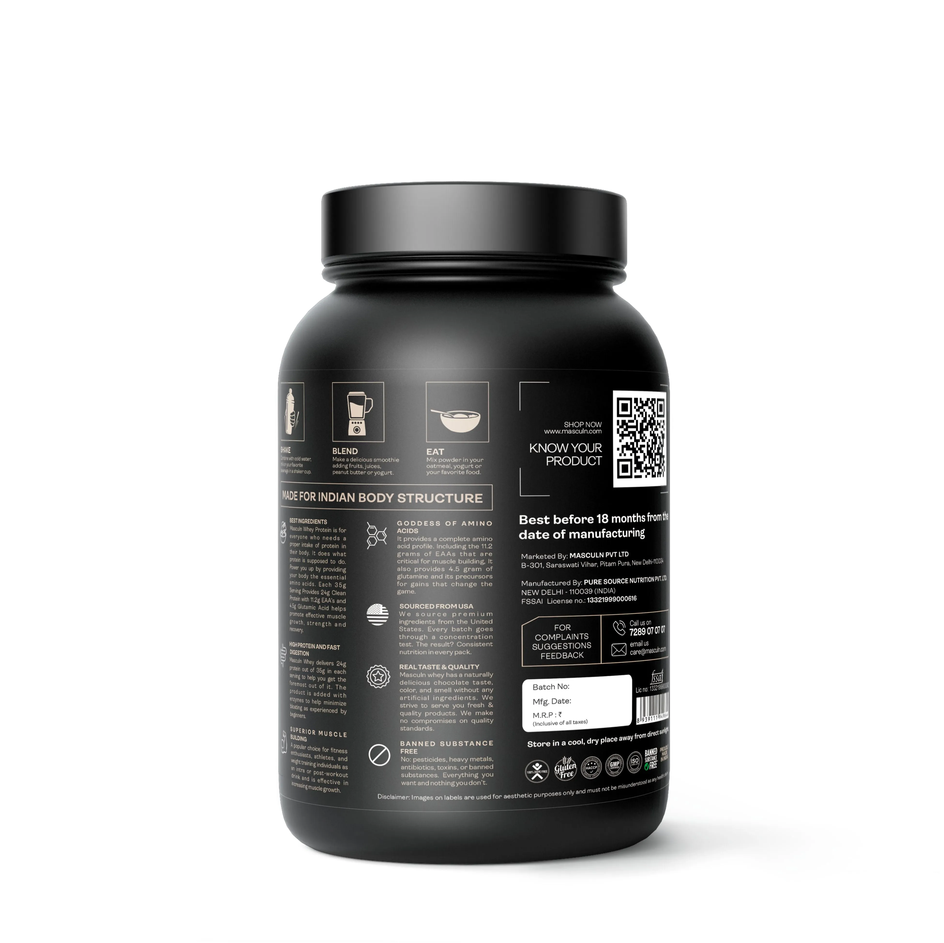 Masculn Whey Protein Concentrate Supplements For Post-Workout Muscle Support