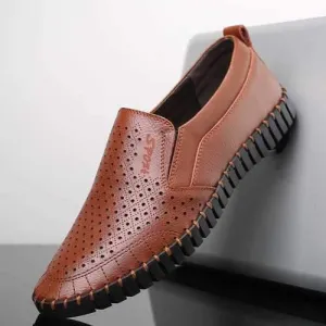 Men Hand Stitching Hole Leather Shoes