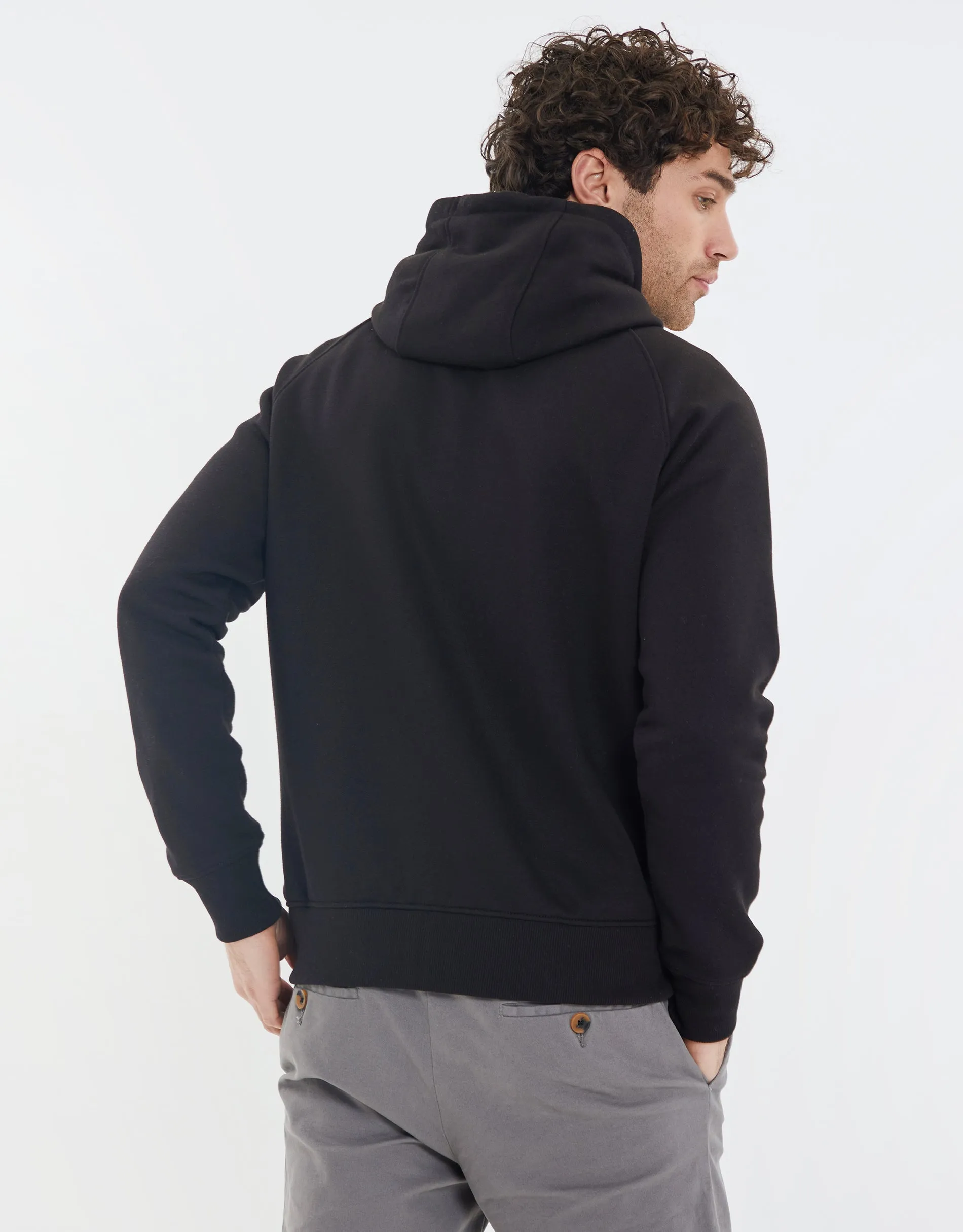 Men's Black Snood Zip Up Hoodie