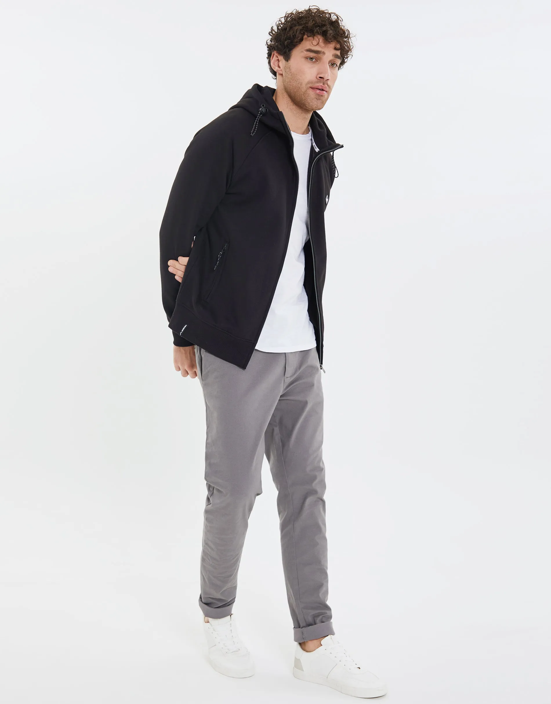 Men's Black Snood Zip Up Hoodie