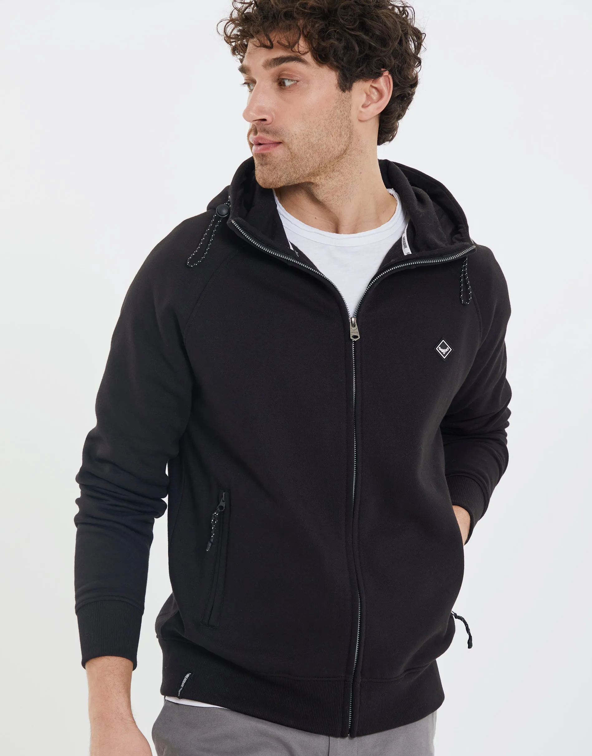 Men's Black Snood Zip Up Hoodie