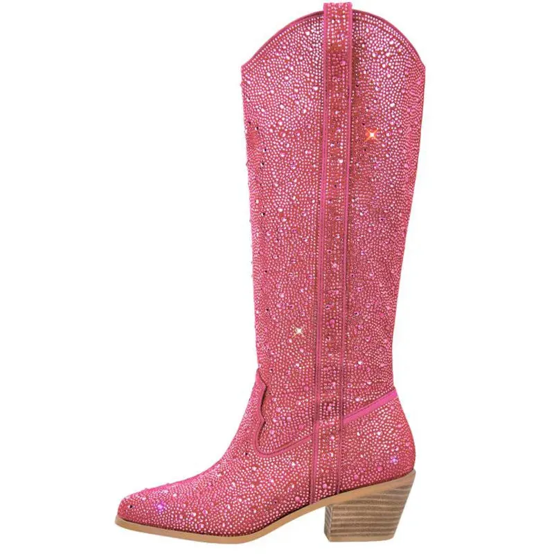 ONLY MAKER Pink Rhinestone Western Boots