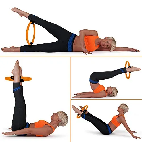 Pilates Ring Circle, Yoga Ring Inner Thigh Exercise Equipment for Women & Men, Pilates Equipment for Home Workouts, Magic Circle Pilates Ring Inner Thigh Toner, Fitness Ring with Wall Poster & Bag