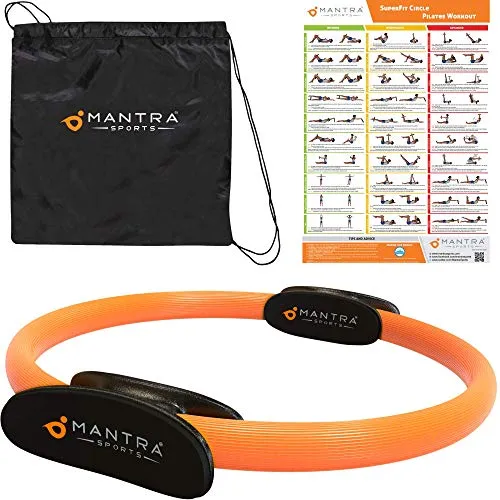 Pilates Ring Circle, Yoga Ring Inner Thigh Exercise Equipment for Women & Men, Pilates Equipment for Home Workouts, Magic Circle Pilates Ring Inner Thigh Toner, Fitness Ring with Wall Poster & Bag
