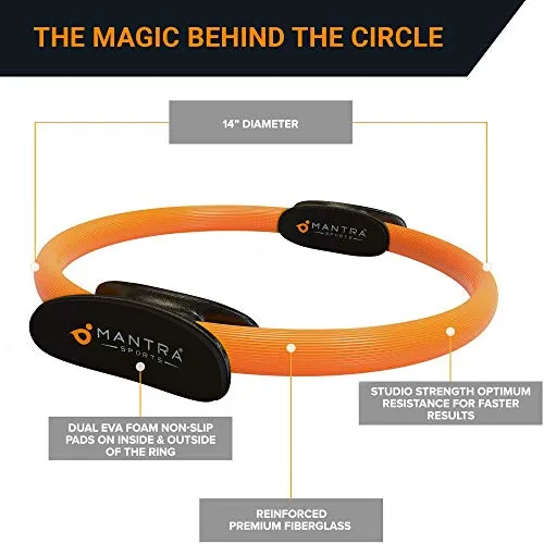 Pilates Ring Circle, Yoga Ring Inner Thigh Exercise Equipment for Women & Men, Pilates Equipment for Home Workouts, Magic Circle Pilates Ring Inner Thigh Toner, Fitness Ring with Wall Poster & Bag