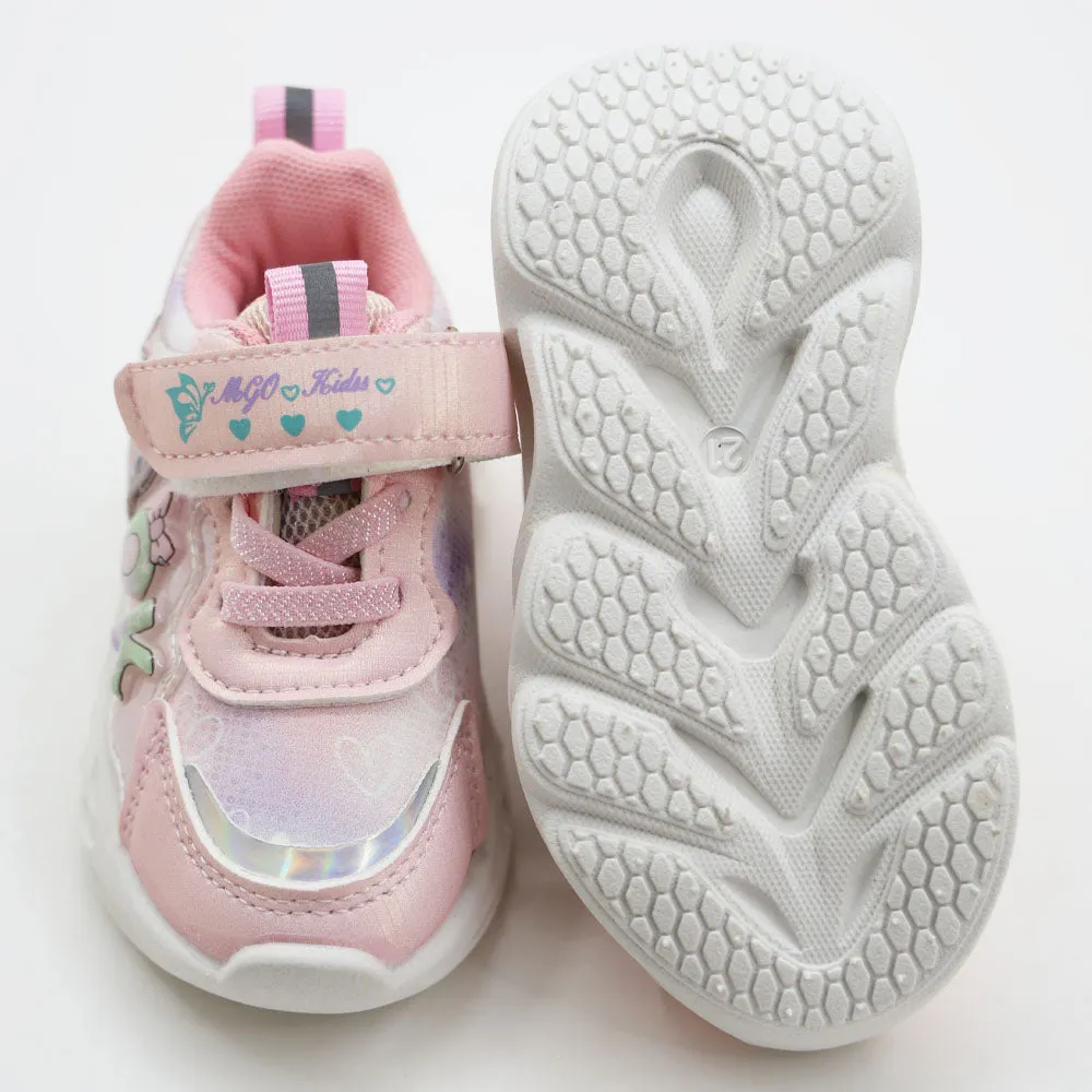 Pink & Purple Velcro Closure Sneakers With LED Light-Up
