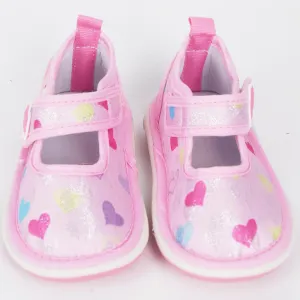 Pink Heart Theme Velcro Strap Shoes With Chu Chu Music Sound