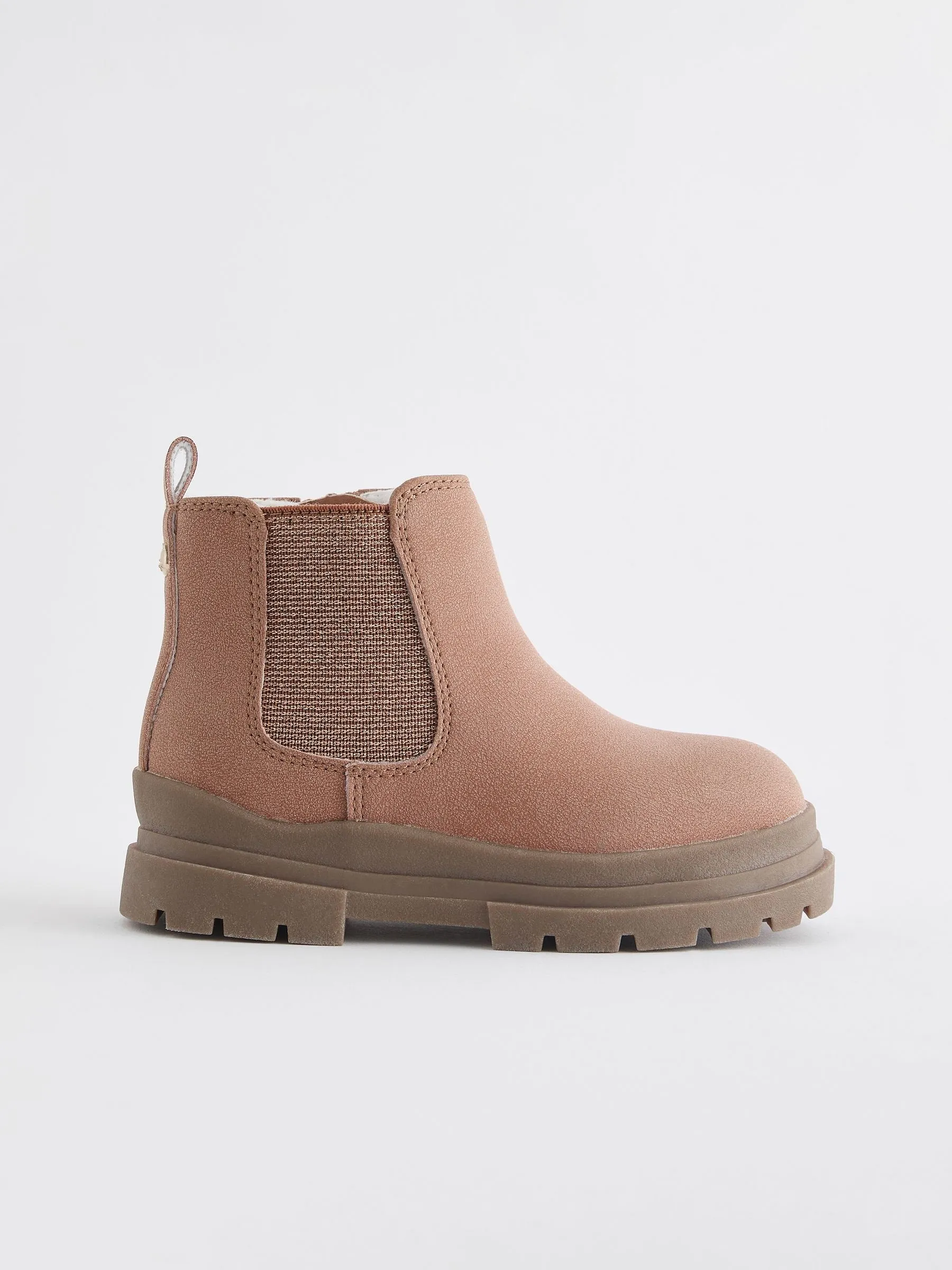 Pink Tan Chelsea Chunky Ankle Boots